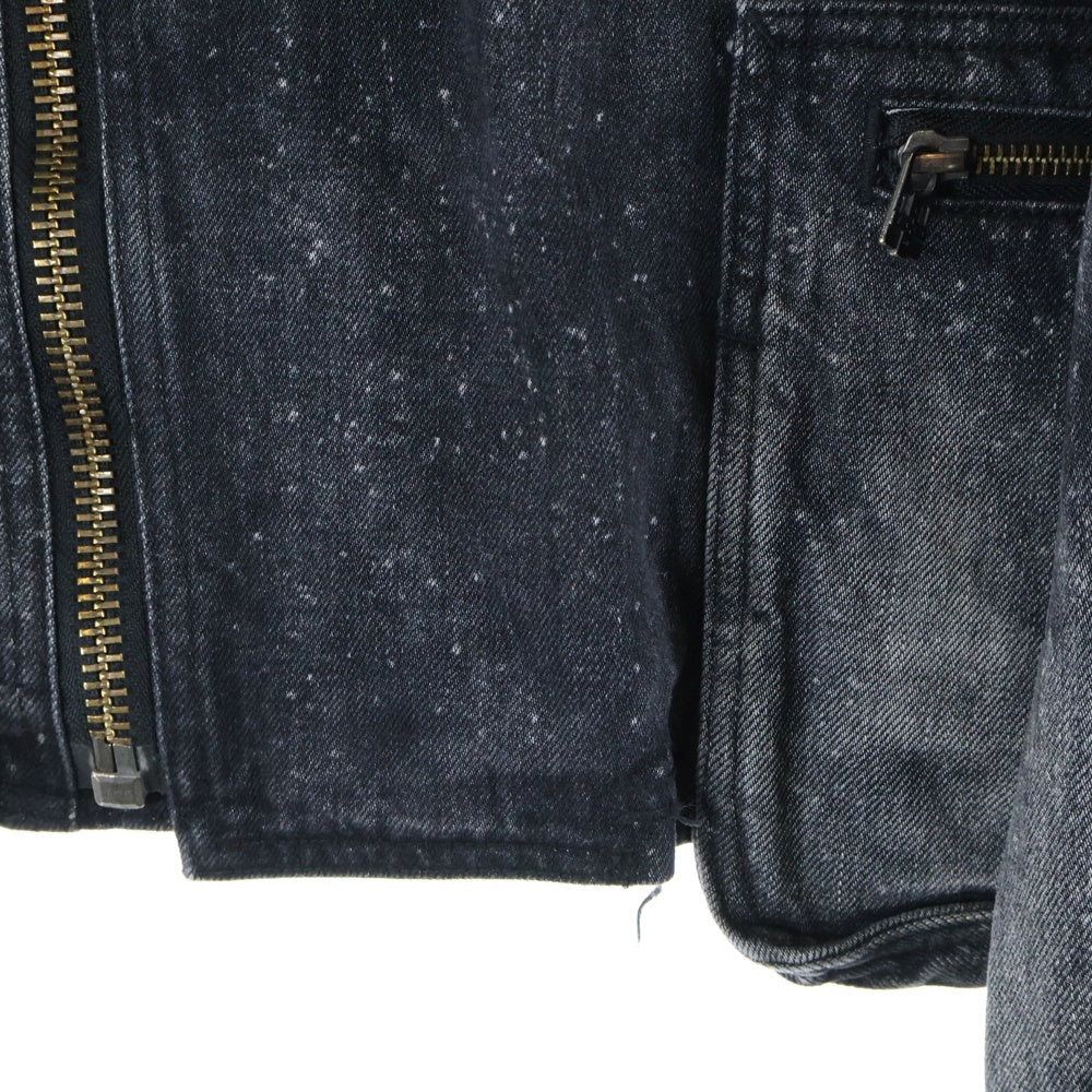 FACETASM(ファセッタズム) 24AW KR-JK-M08 ハイブリーチ加工 デニム ダブルブレスト ライダース ジャケット ブラック