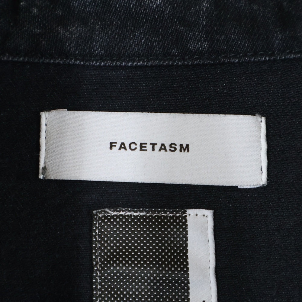 FACETASM(ファセッタズム) 24AW KR-JK-M08 ハイブリーチ加工 デニム ダブルブレスト ライダース ジャケット ブラック