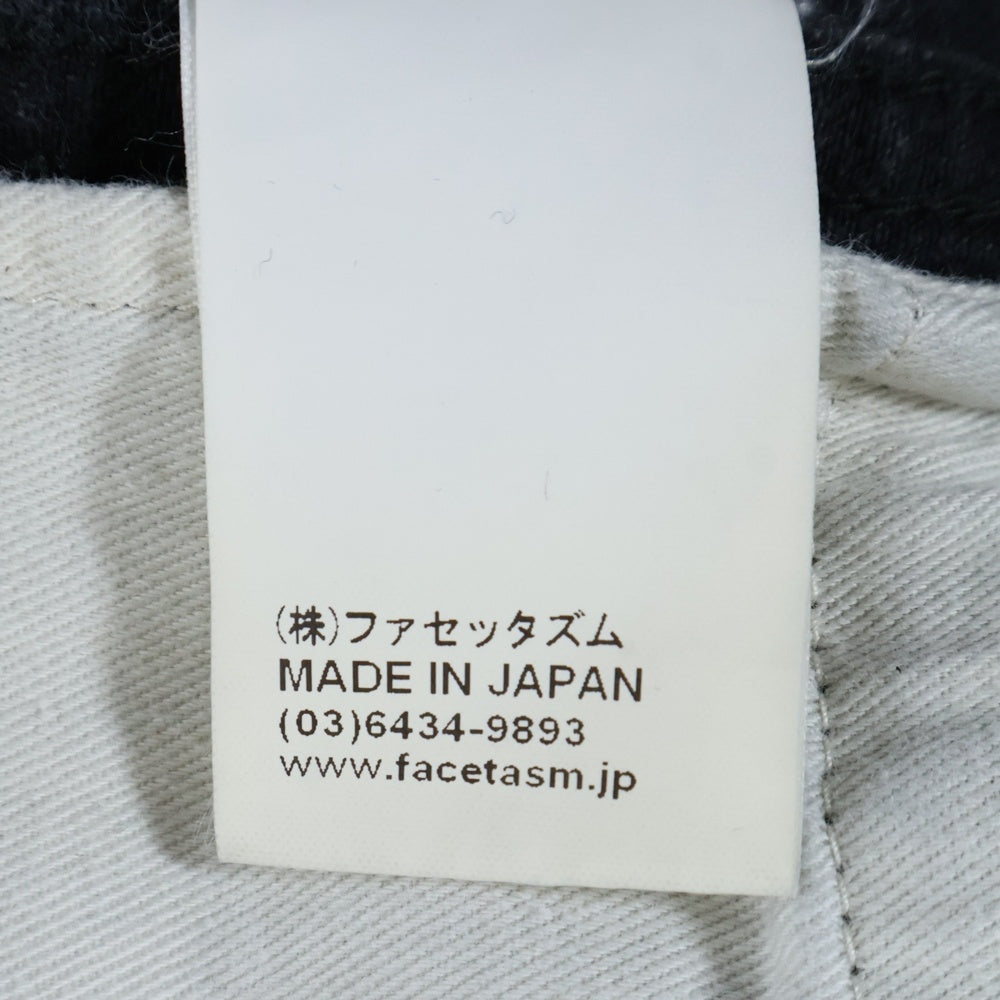 FACETASM(ファセッタズム) 24AW KR-JK-M08 ハイブリーチ加工 デニム ダブルブレスト ライダース ジャケット ブラック