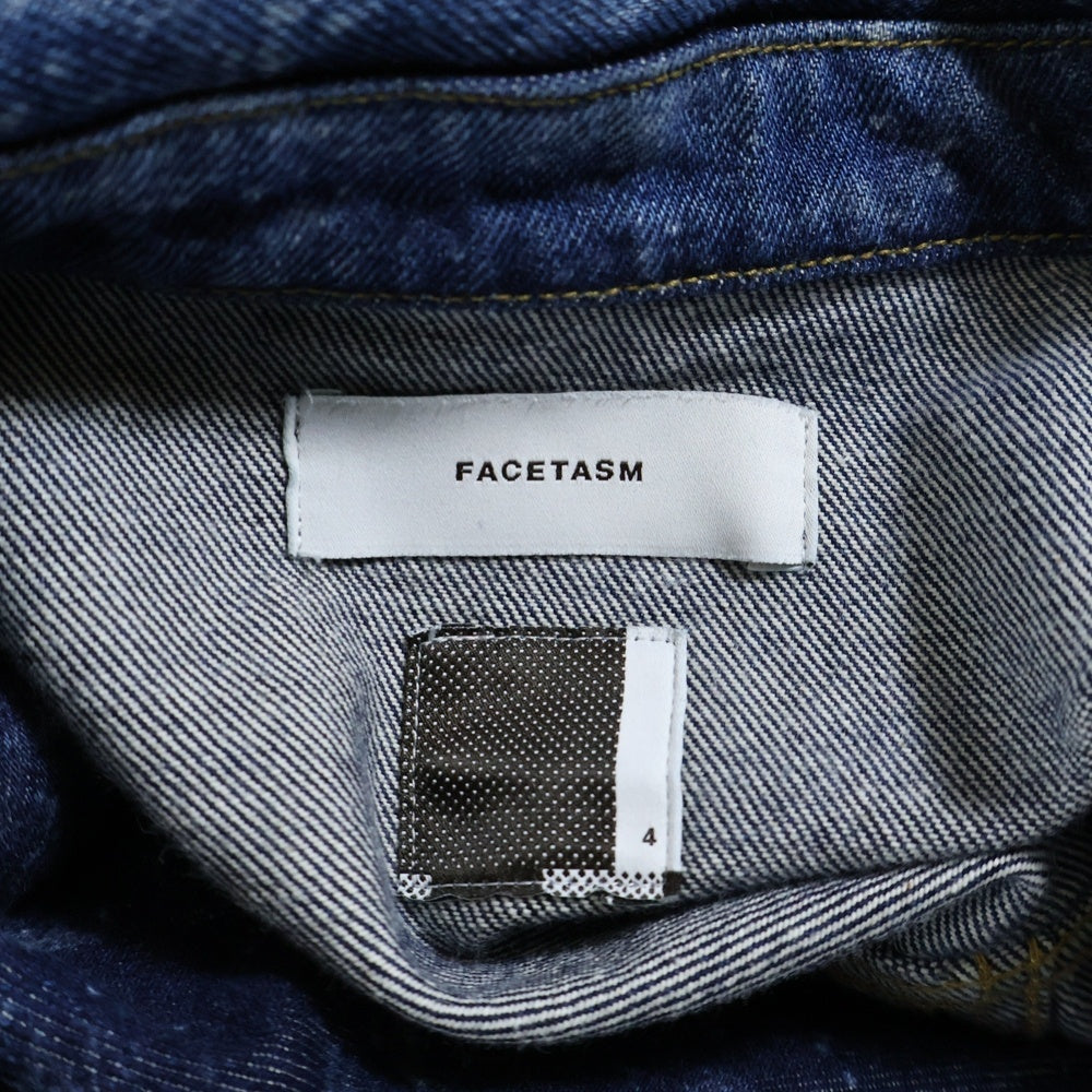 FACETASM(ファセッタズム) 24AW KR-JK-M08 ハイブリーチ加工 デニム ダブル ライダース ジャケット インディゴ