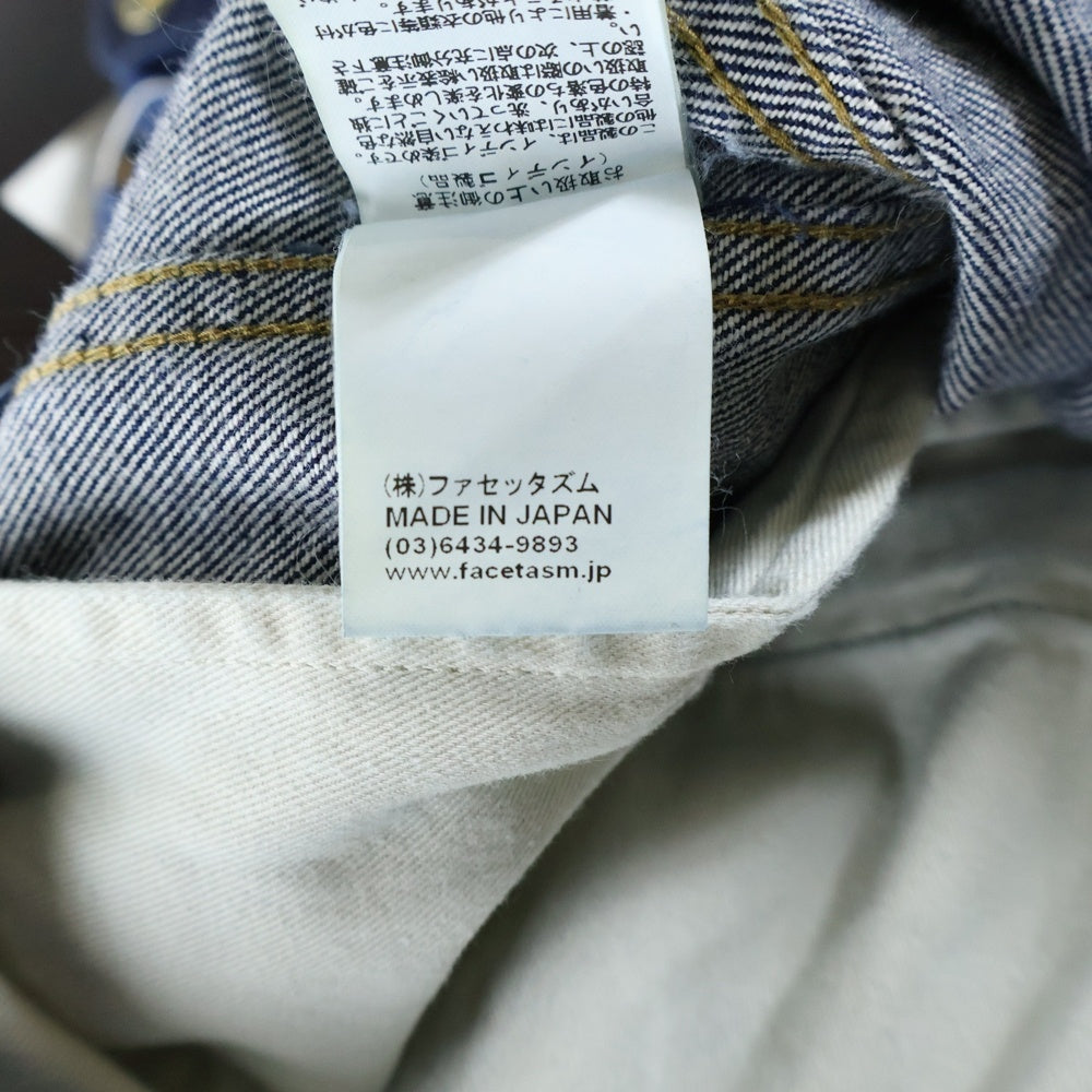 FACETASM(ファセッタズム) 24AW KR-JK-M08 ハイブリーチ加工 デニム ダブル ライダース ジャケット インディゴ