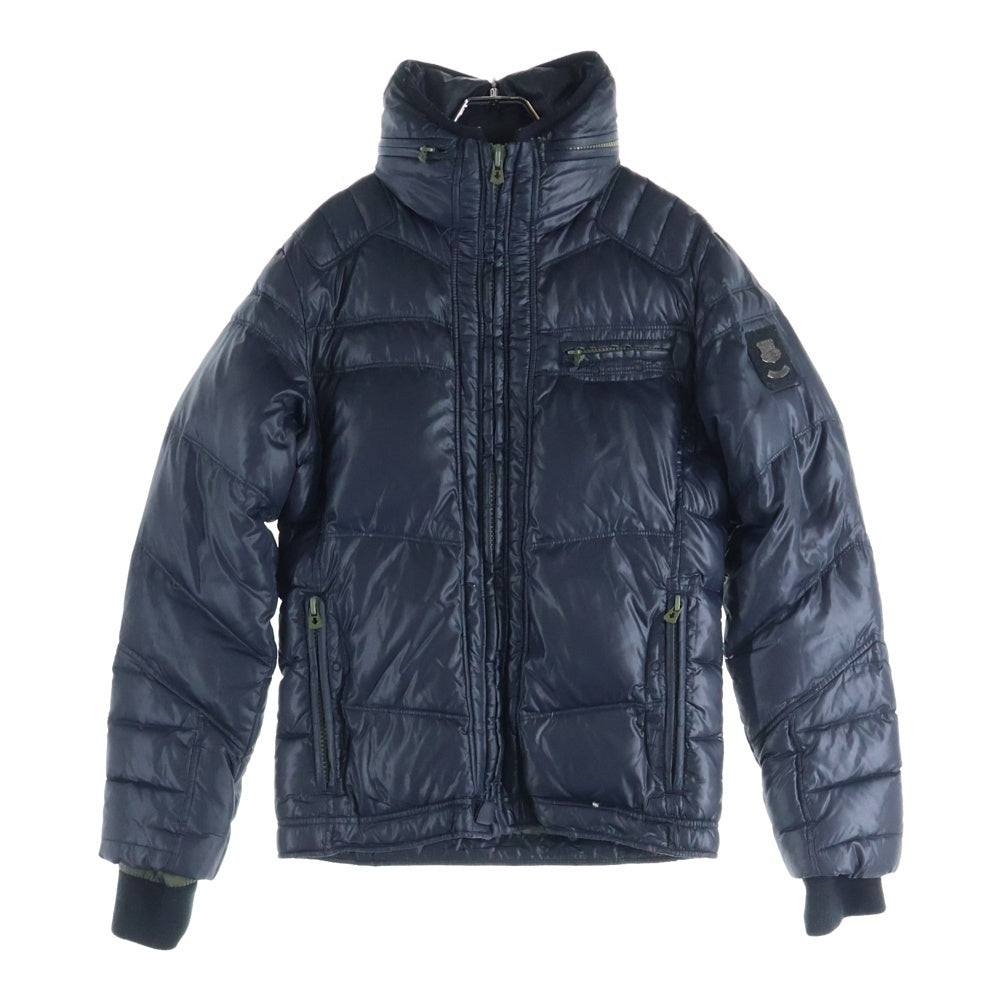 DIESEL(ディーゼル) ジップアップ フード付きダウンジャケット シルバー金具 ネイビー