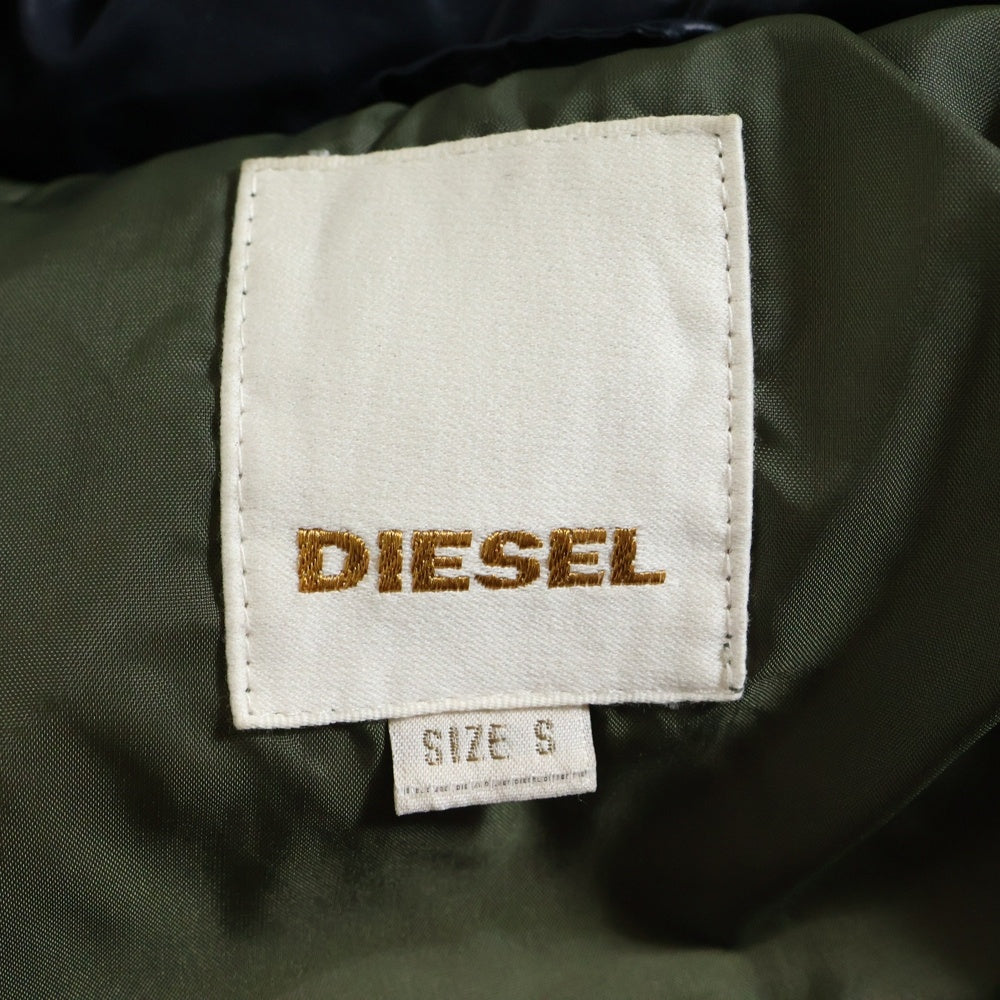 DIESEL(ディーゼル) ジップアップ フード付きダウンジャケット シルバー金具 ネイビー
