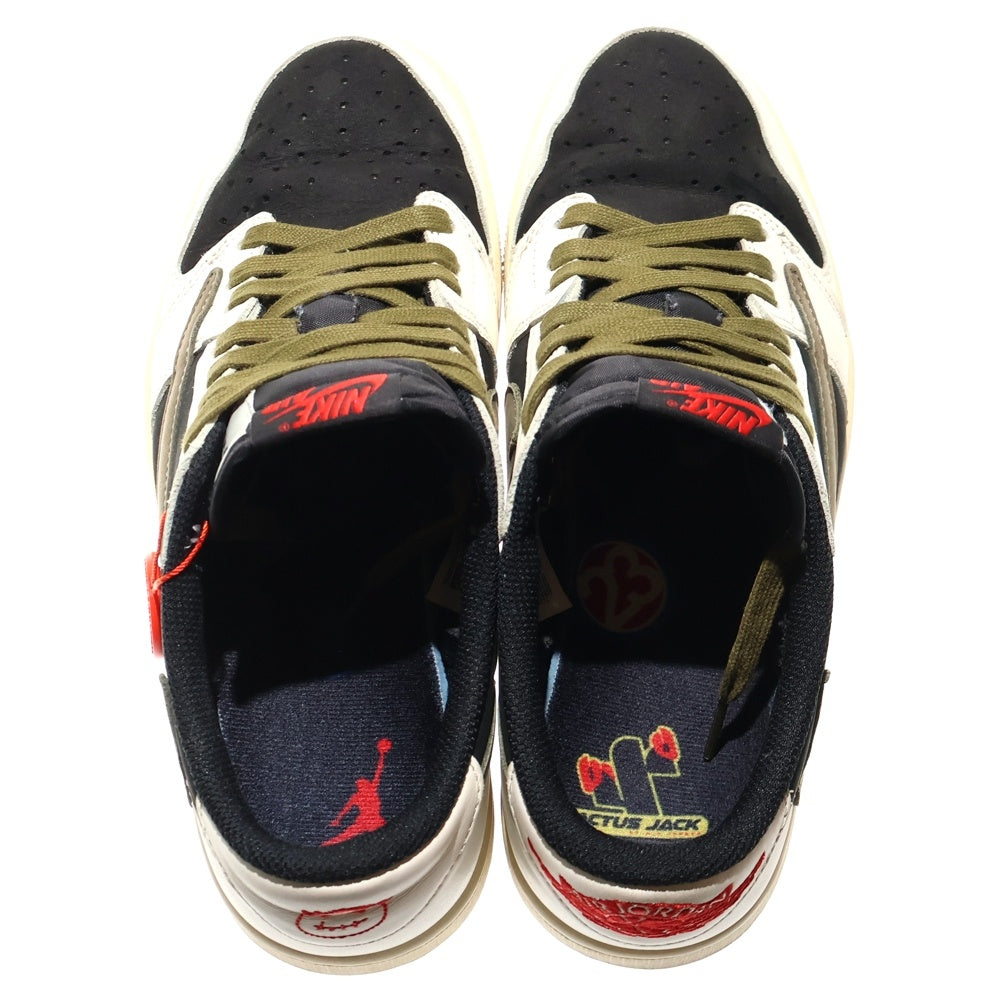 NIKE(ナイキ) ×TRAVIS SCOTT WMNS AIR JORDAN 1 LOW OG Medium Olive DZ4137-106 トラヴィススコット ウィメンズ エアジョーダン1 ローカットスニーカー US10/27.0cm レディース