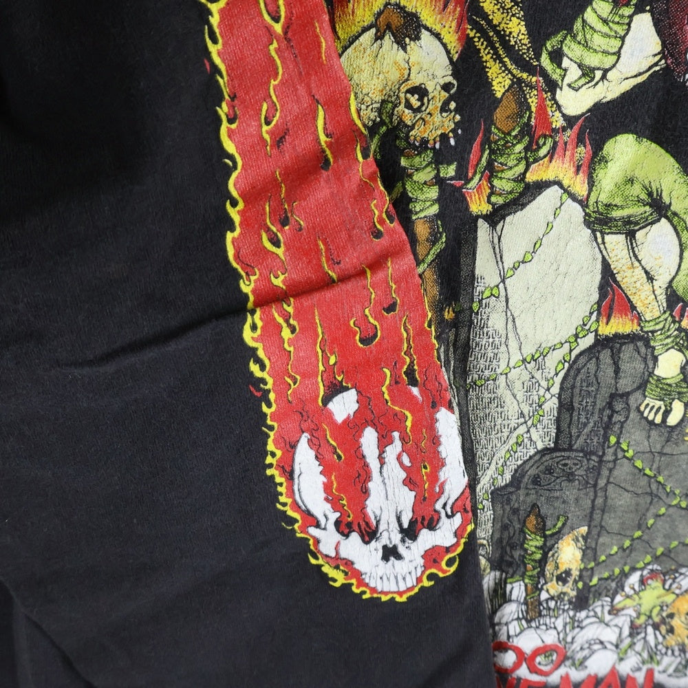 VINTAGE(ヴィンテージ) 90s AERO SMITH PUSHEAD VOODOO MEDICINE MAN TEE エアロスミス パスヘッド ヴードゥー メディスマン フロントプリント モックネック 長袖Tシャツ ブラック
