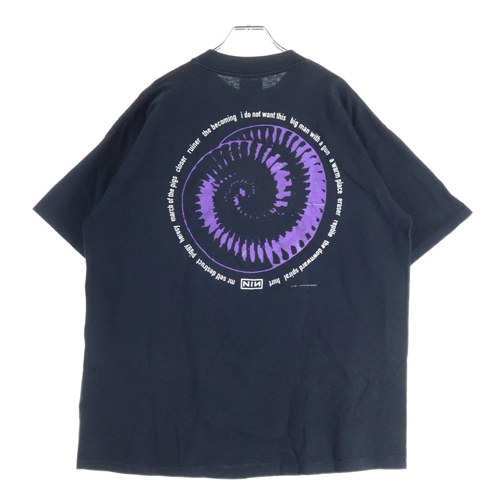 VINTAGE(ヴィンテージ) 90s NINE INCH NAILS TEE ナインインチネイルズ 刺繍ロゴ バックプリント クルーネック 半袖Tシャツ ブラック