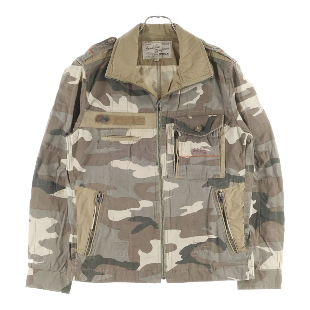 AVIREX(アヴィレックス) フロントロゴ ジップアップ ミリタリージャケット カモフラ