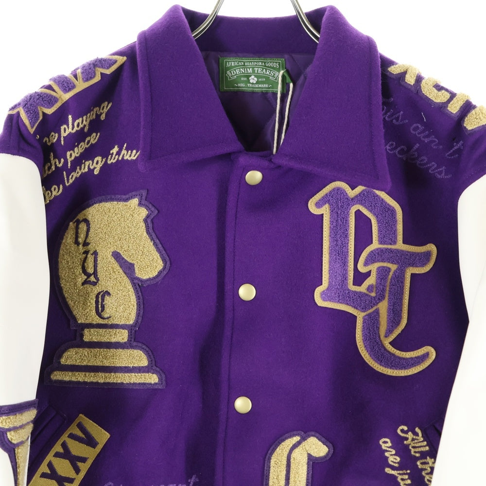 DENIM TEARS(デニムティアーズ) Grandmaster Varsity Jacket グランドマスター バーシティ ジャケット SS25OCB002 パープル