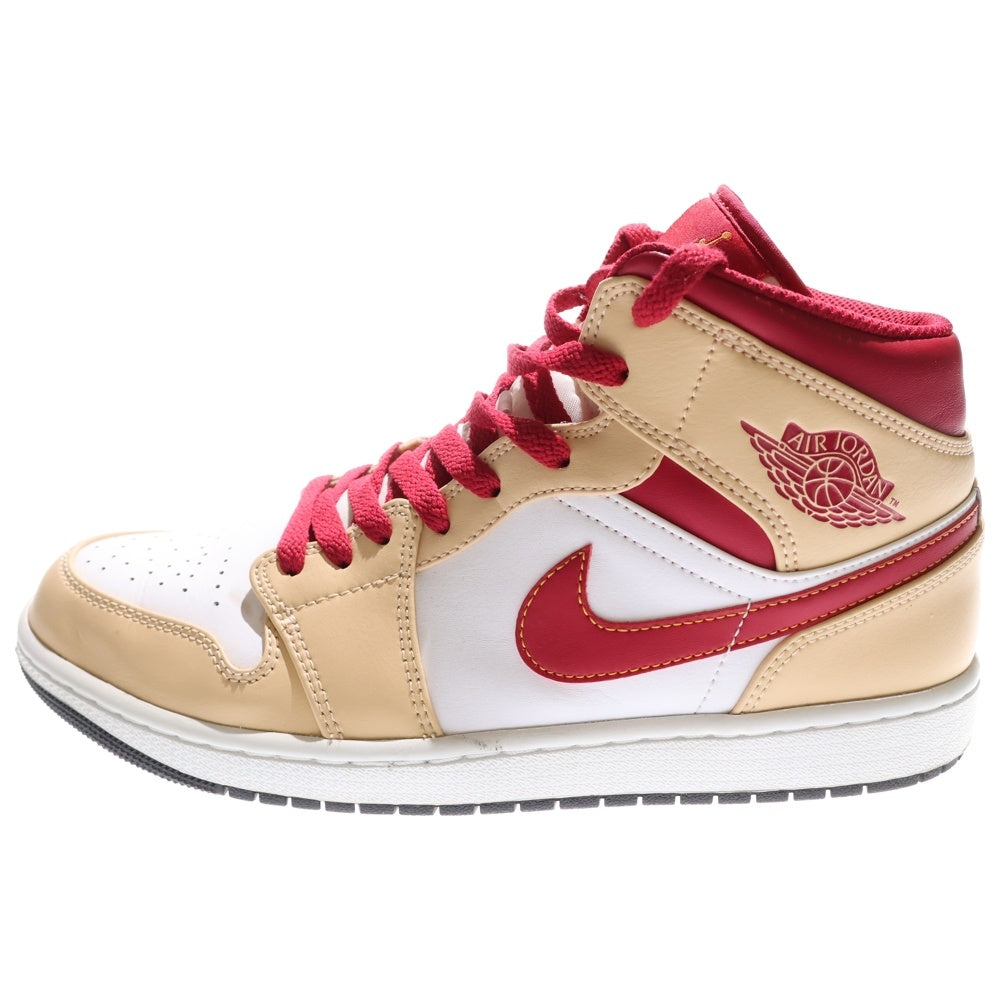 NIKE(ナイキ) AIR JORDAN 1 MID BEIGE CARDINAL RED 554724-201 エアジョーダン1 カーディナルレッド ミッドカットスニーカー ベージュ/レッド US10.5/28.5cm