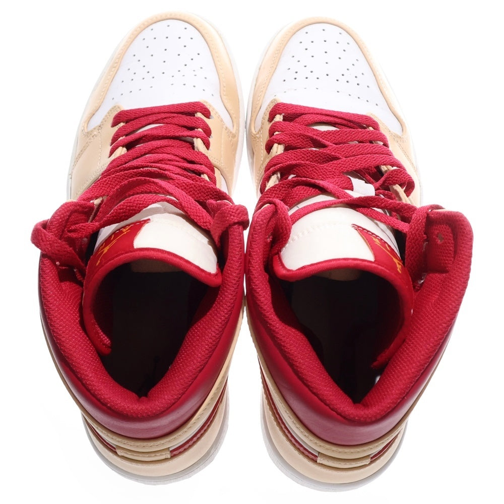 NIKE(ナイキ) AIR JORDAN 1 MID BEIGE CARDINAL RED 554724-201 エアジョーダン1 カーディナルレッド ミッドカットスニーカー ベージュ/レッド US10.5/28.5cm