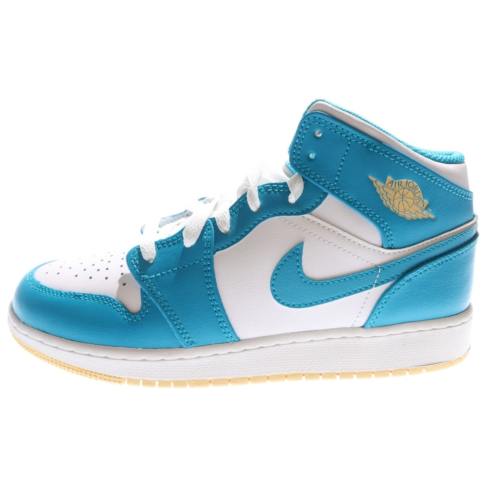 NIKE(ナイキ) GS AIR JORDAN 1 MID AQUA DQ8423-400 エアジョーダン1 アクア ミッドカットスニーカー ホワイト/ブルー US6Y/24.0cm レディース