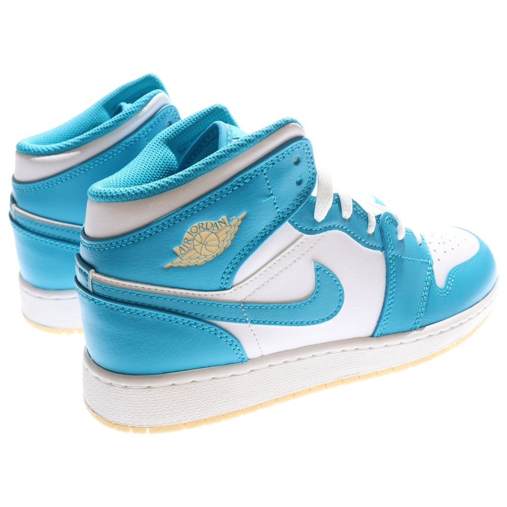 NIKE(ナイキ) GS AIR JORDAN 1 MID AQUA DQ8423-400 エアジョーダン1 アクア ミッドカットスニーカー ホワイト/ブルー US6Y/24.0cm レディース