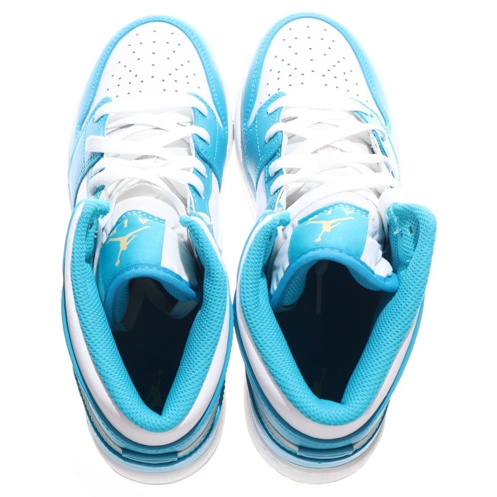NIKE(ナイキ) GS AIR JORDAN 1 MID AQUA DQ8423-400 エアジョーダン1 アクア ミッドカットスニーカー ホワイト/ブルー US6Y/24.0cm レディース