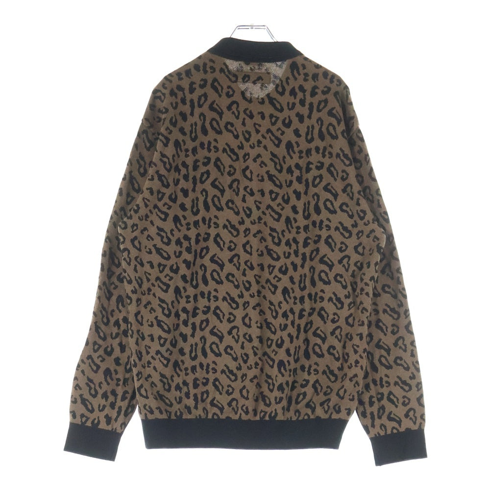 WACKO MARIA(ワコマリア) 24AW LEOPARD KNIT POLO SHIRT 24FW-WMK-KN13 レオパード ニット長袖ポロシャツ ブラウン
