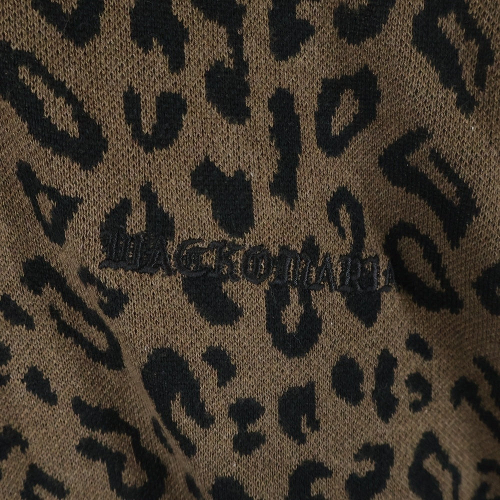 WACKO MARIA(ワコマリア) 24AW LEOPARD KNIT POLO SHIRT 24FW-WMK-KN13 レオパード ニット長袖ポロシャツ ブラウン