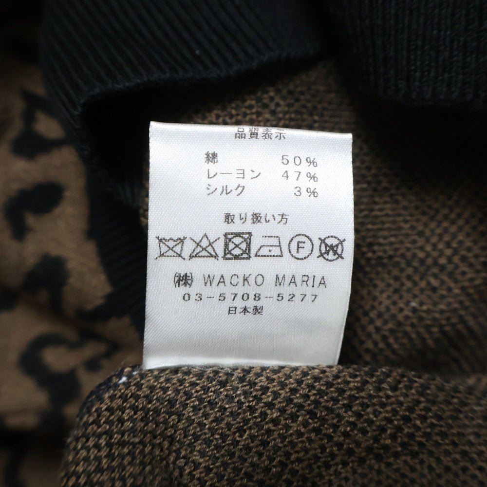 WACKO MARIA(ワコマリア) 24AW LEOPARD KNIT POLO SHIRT 24FW-WMK-KN13 レオパード ニット長袖ポロシャツ ブラウン