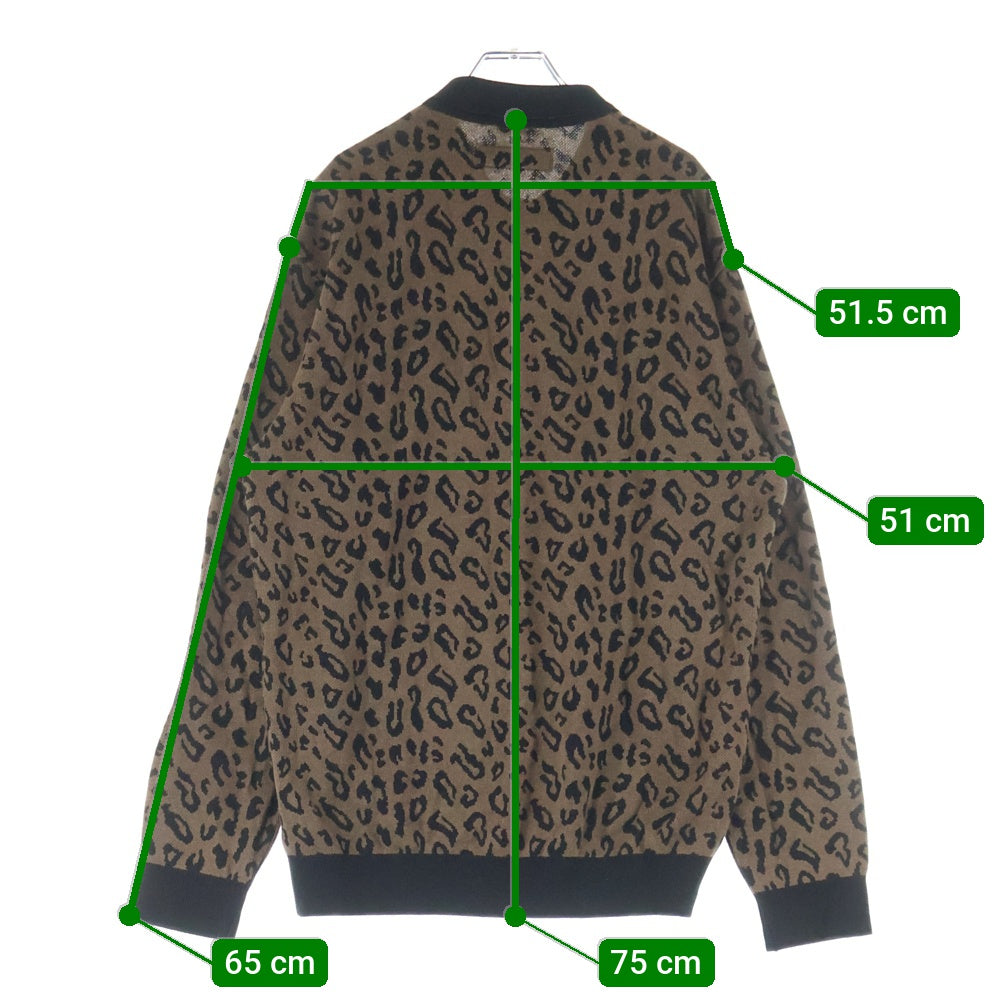 WACKO MARIA(ワコマリア) 24AW LEOPARD KNIT POLO SHIRT 24FW-WMK-KN13 レオパード ニット長袖ポロシャツ ブラウン