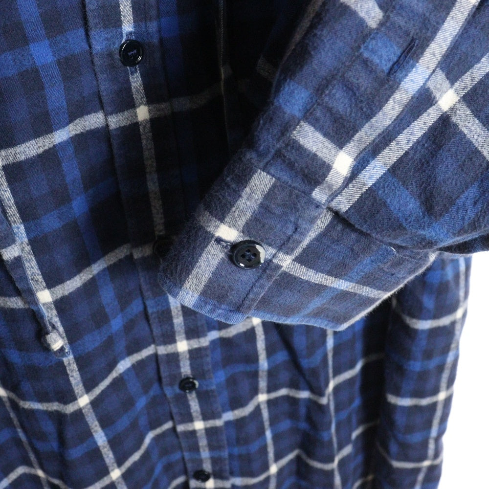 BALENCIAGA(バレンシアガ) 17AW チェック柄 フード付長袖シャツ 485990 TWB15 ブルー