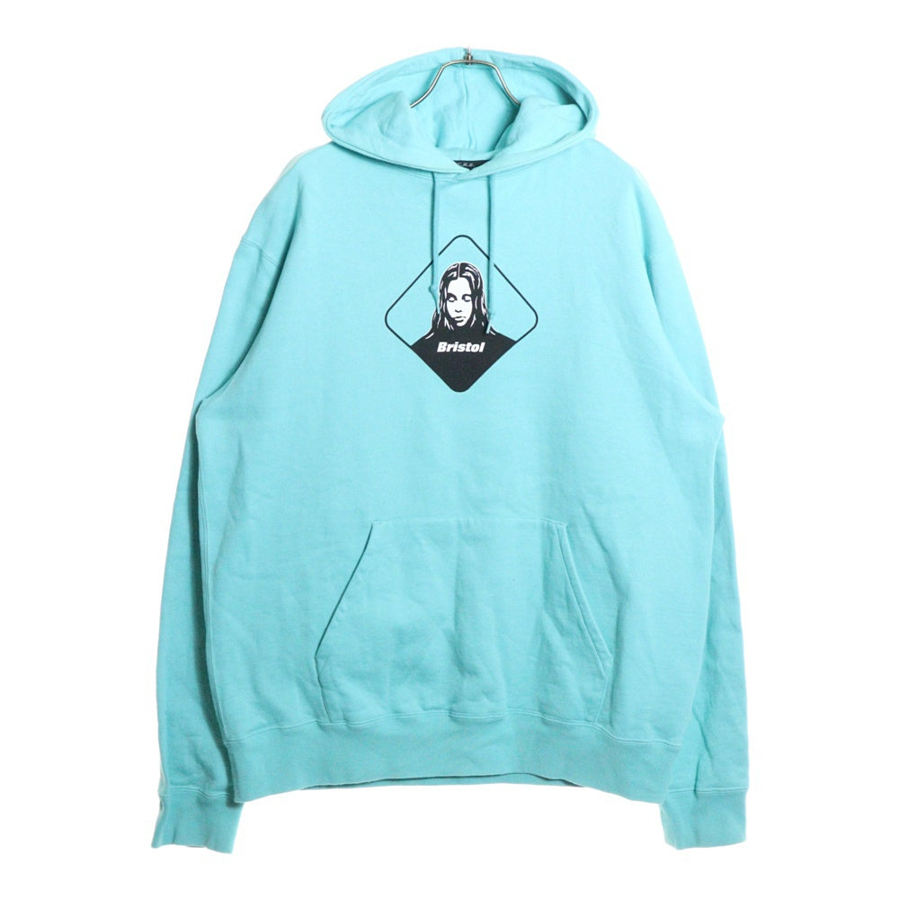 F.C.R.B./F.C.Real Bristol/FCRB(エフシーアールビー/エフシーレアルブリストル) 21AW ×X-girl エックスガール フロントプリントスウェットプルオーバーパーカー 裏起毛 FCRB-212118 ターコイズ