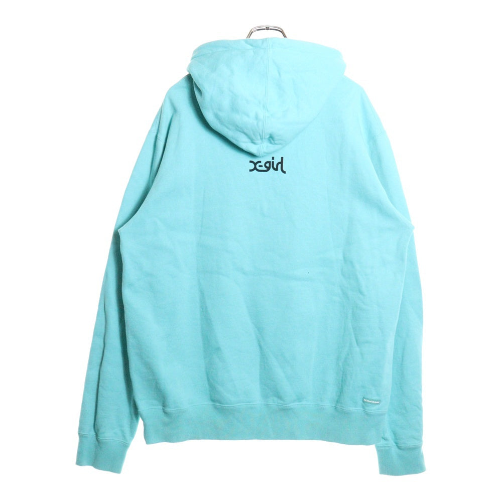 F.C.R.B./F.C.Real Bristol/FCRB(エフシーアールビー/エフシーレアルブリストル) 21AW ×X-girl エックスガール フロントプリントスウェットプルオーバーパーカー 裏起毛 FCRB-212118 ターコイズ