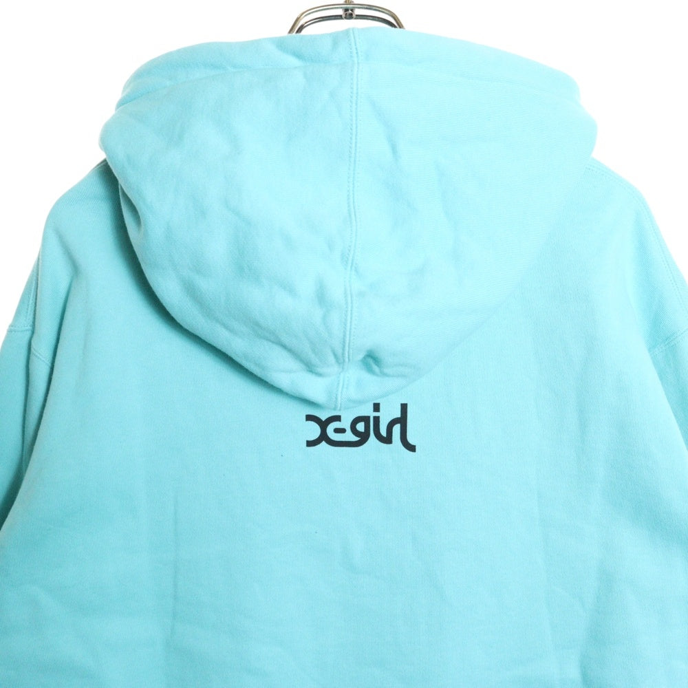 F.C.R.B./F.C.Real Bristol/FCRB(エフシーアールビー/エフシーレアルブリストル) 21AW ×X-girl エックスガール フロントプリントスウェットプルオーバーパーカー 裏起毛 FCRB-212118 ターコイズ