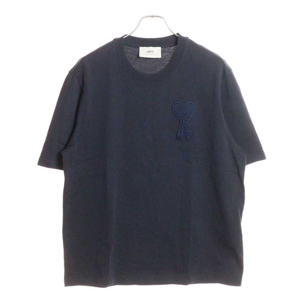 ami paris(アミパリス) フロントロゴ刺繍 半袖Tシャツ カットソー HTS055 726 ネイビー レディース