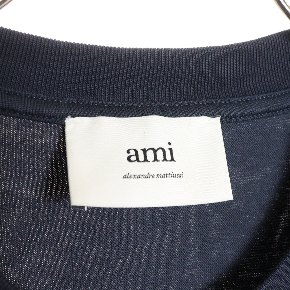 ami paris(アミパリス) フロントロゴ刺繍 半袖Tシャツ カットソー HTS055 726 ネイビー レディース
