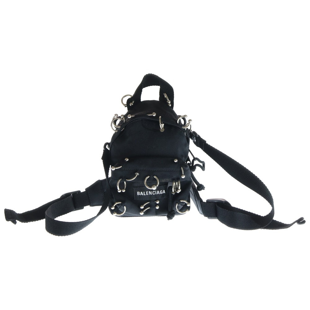 BALENCIAGA(バレンシアガ) Explorer Earrings Mini Backpack 656060 エクスプローラーピアスミニバックパック ユーズド加工 ブラック レディース