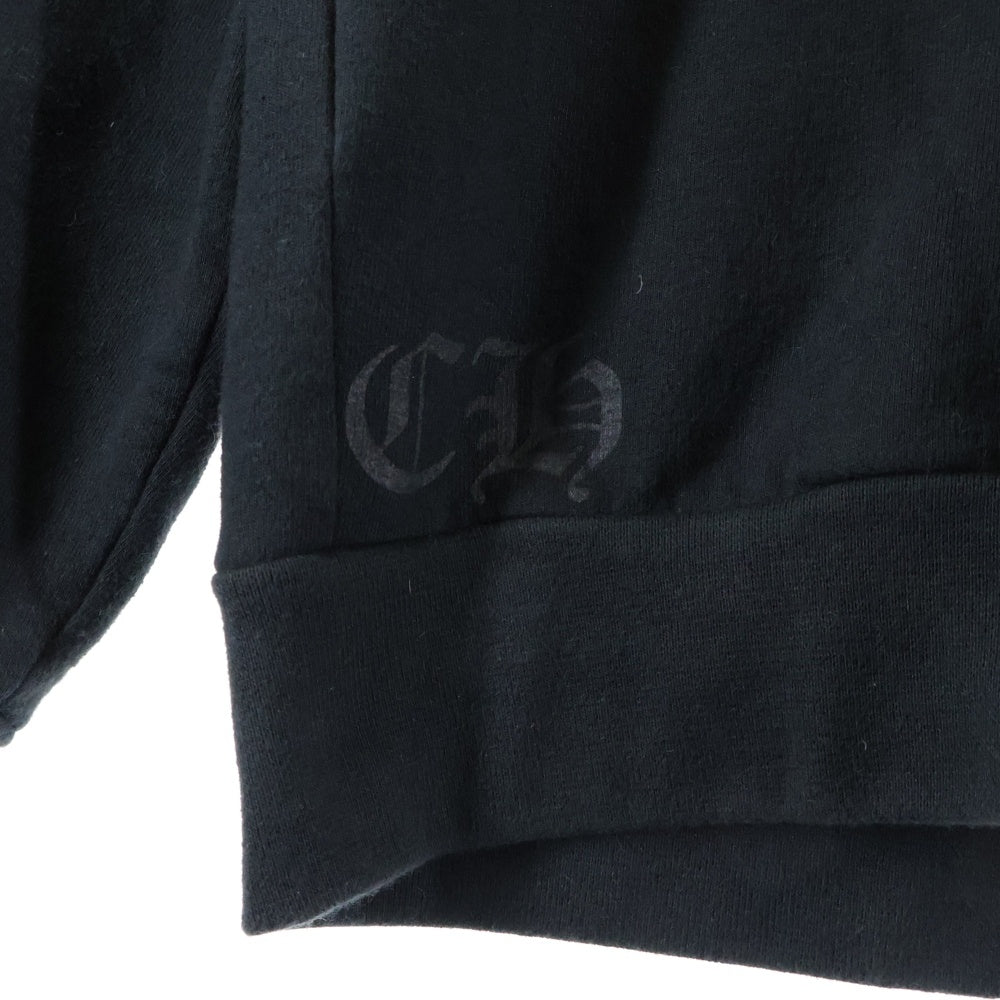 CHROME HEARTS(クロムハーツ) Horseshoe Crewneck Sweatshirt ホースシュープリント 袖フローラル クルーネックスウェットトレーナー ブラック