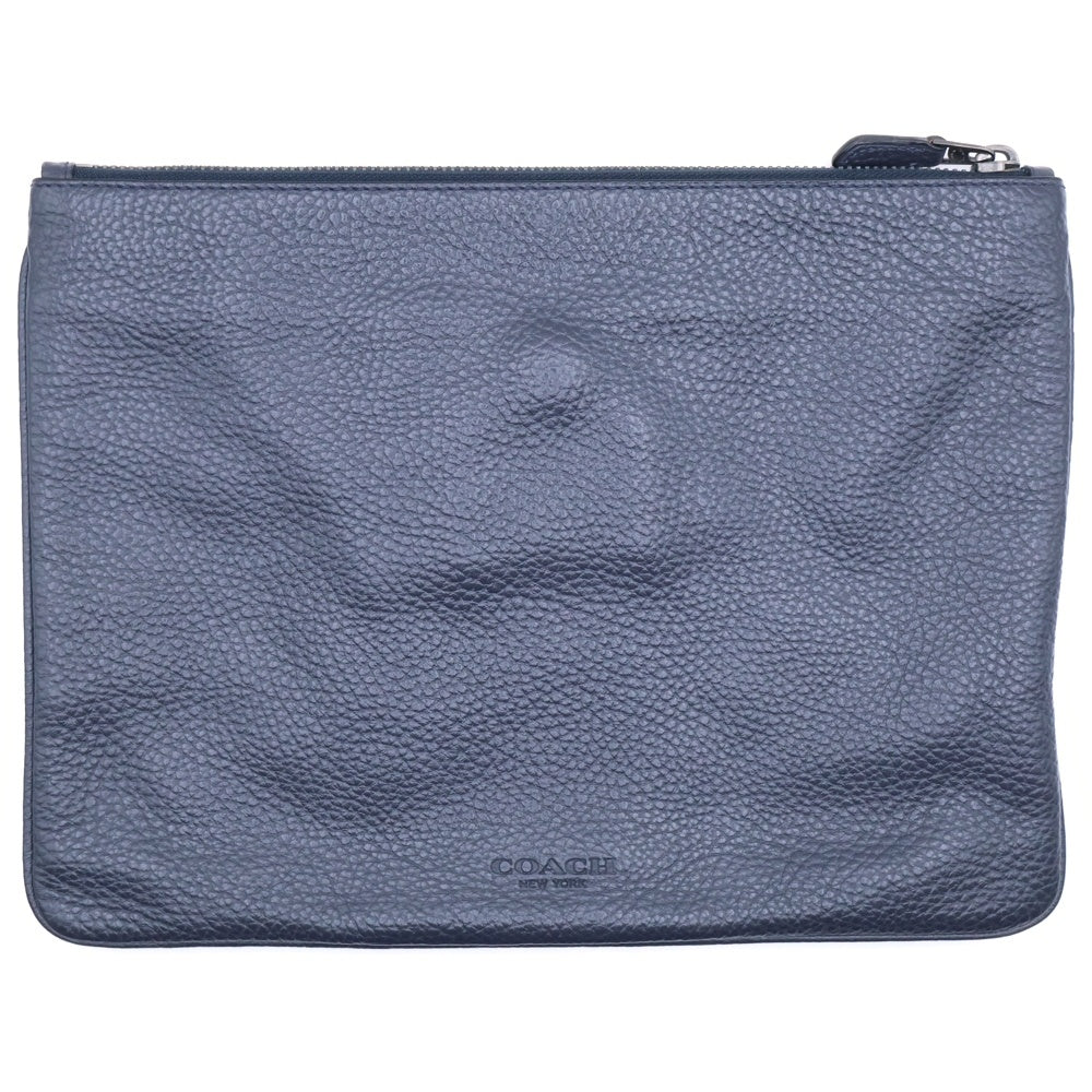 COACH(コーチ) レザーポーチ パッチ ヘリテージ クラッチバッグ グレー