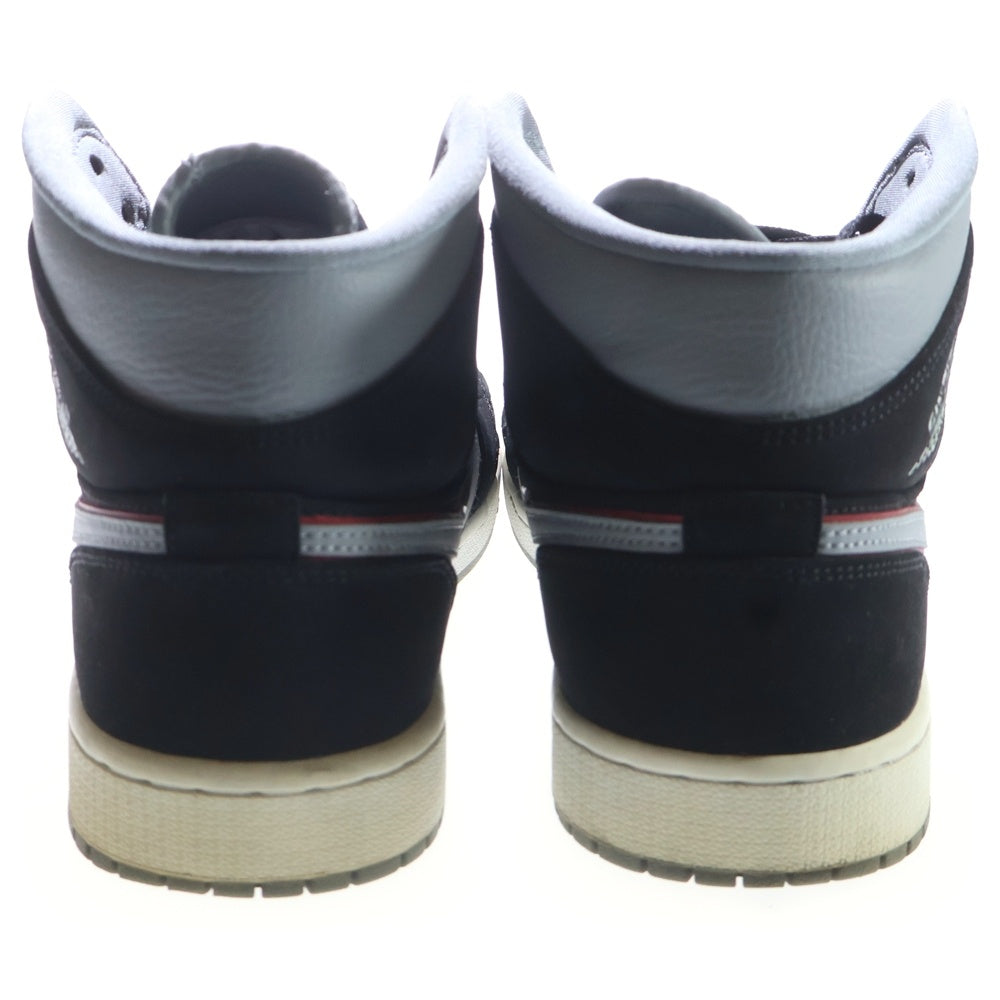 NIKE(ナイキ) AIR JORDAN 1 MID 554724-060 エアジョーダン1 ブラックパーティクルグレージムレッド ミッドカットスニーカー US9.5/27.5cm ブラック/グレー