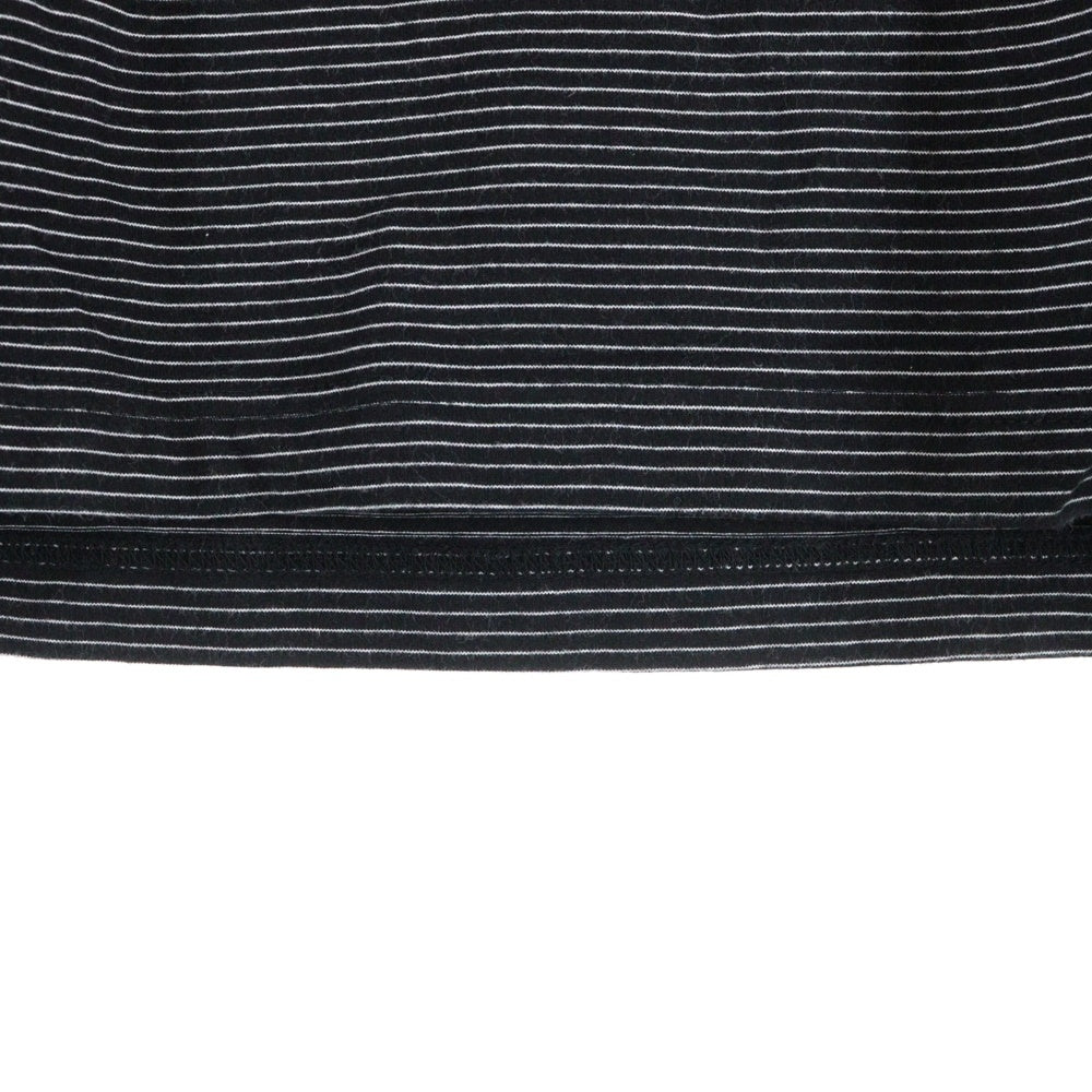 The Ennoy Professional(エンノイプロフェッショナル) 23SS フロントロゴ刺繍 ストライプ クルーネック長袖Tシャツ ブラック