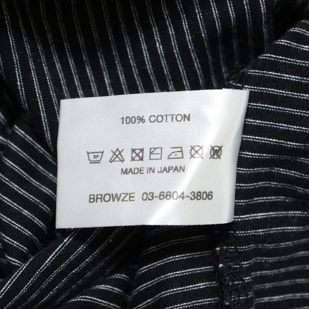 The Ennoy Professional(エンノイプロフェッショナル) 23SS フロントロゴ刺繍 ストライプ クルーネック長袖Tシャツ ブラック