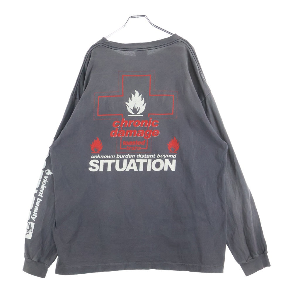 SAINT MICHAEL(セントマイケル) 23SS LS TEE/UNKNOWN SM-S23-0000-027 ダメージ加工ロングスリーブ長袖Tシャツ グレー