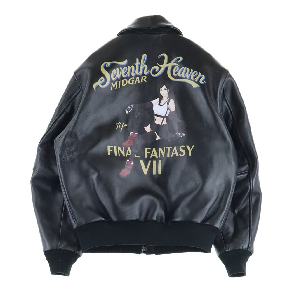 AVIREX(アヴィレックス) 26SS×FINAL FANTASY VII A-2 FLIGHT JACKET ファイナルファンタジー レザーフライトジャケット DSA-01-0118-75 ブラック