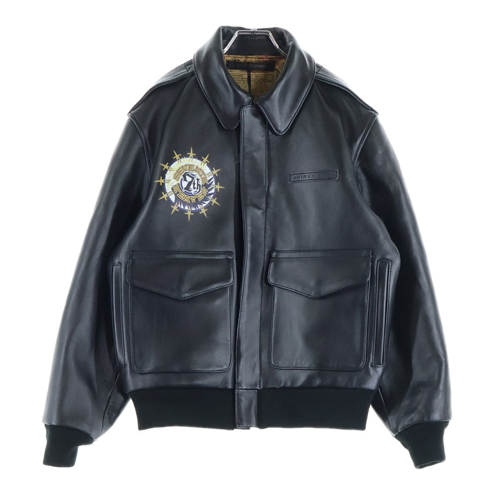 AVIREX(アヴィレックス) 26SS×FINAL FANTASY VII A-2 FLIGHT JACKET ファイナルファンタジー レザーフライトジャケット DSA-01-0118-75 ブラック