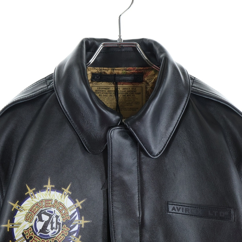 AVIREX(アヴィレックス) 26SS×FINAL FANTASY VII A-2 FLIGHT JACKET ファイナルファンタジー レザーフライトジャケット DSA-01-0118-75 ブラック