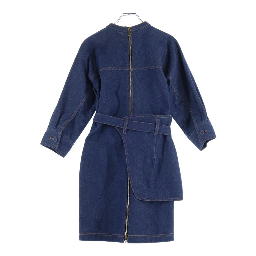 FENDI(フェンディ) BLUE DENIM MINI DRESS ブルーデニムミニドレス デニム長袖ワンピース レディース FLD545 ALC1 インディゴ