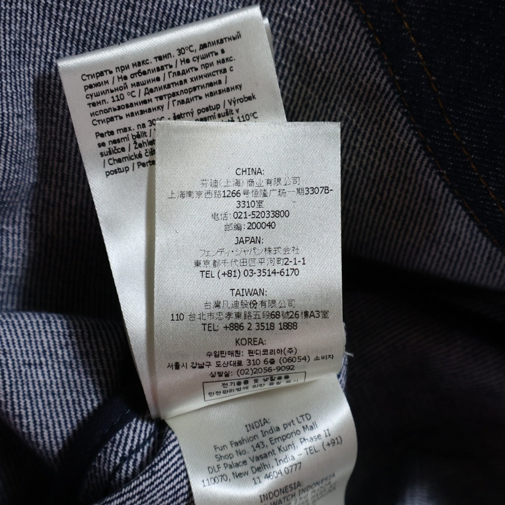 FENDI(フェンディ) BLUE DENIM MINI DRESS ブルーデニムミニドレス デニム長袖ワンピース レディース FLD545 ALC1 インディゴ