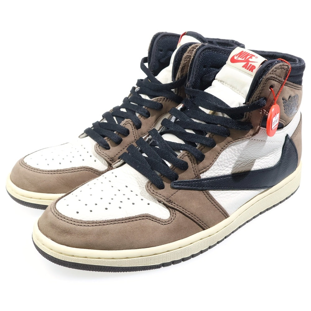 NIKE(ナイキ) ×TRAVIS SCOTT AIR JORDAN 1 HIGH OG TS SP CD4487-100 トラヴィススコット エアジョーダン1 ハイカットスニーカー ブラウン/ホワイト US11/29.0cm