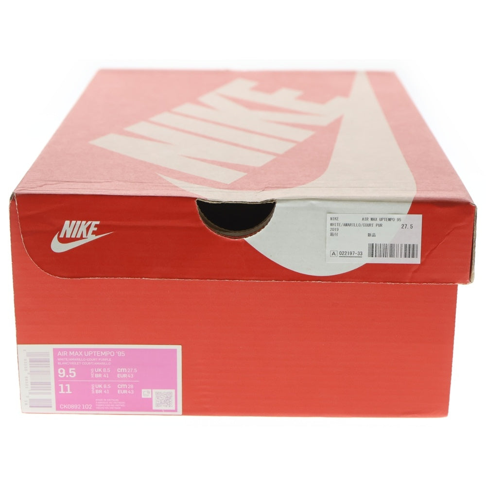 NIKE(ナイキ) AIR MAX UPTEMPO 95 LAKERS CK0892-102 エアマックス アップテンポ レイカーズ ハイカットスニーカー ホワイト/イエロー US9.5/27.5cm