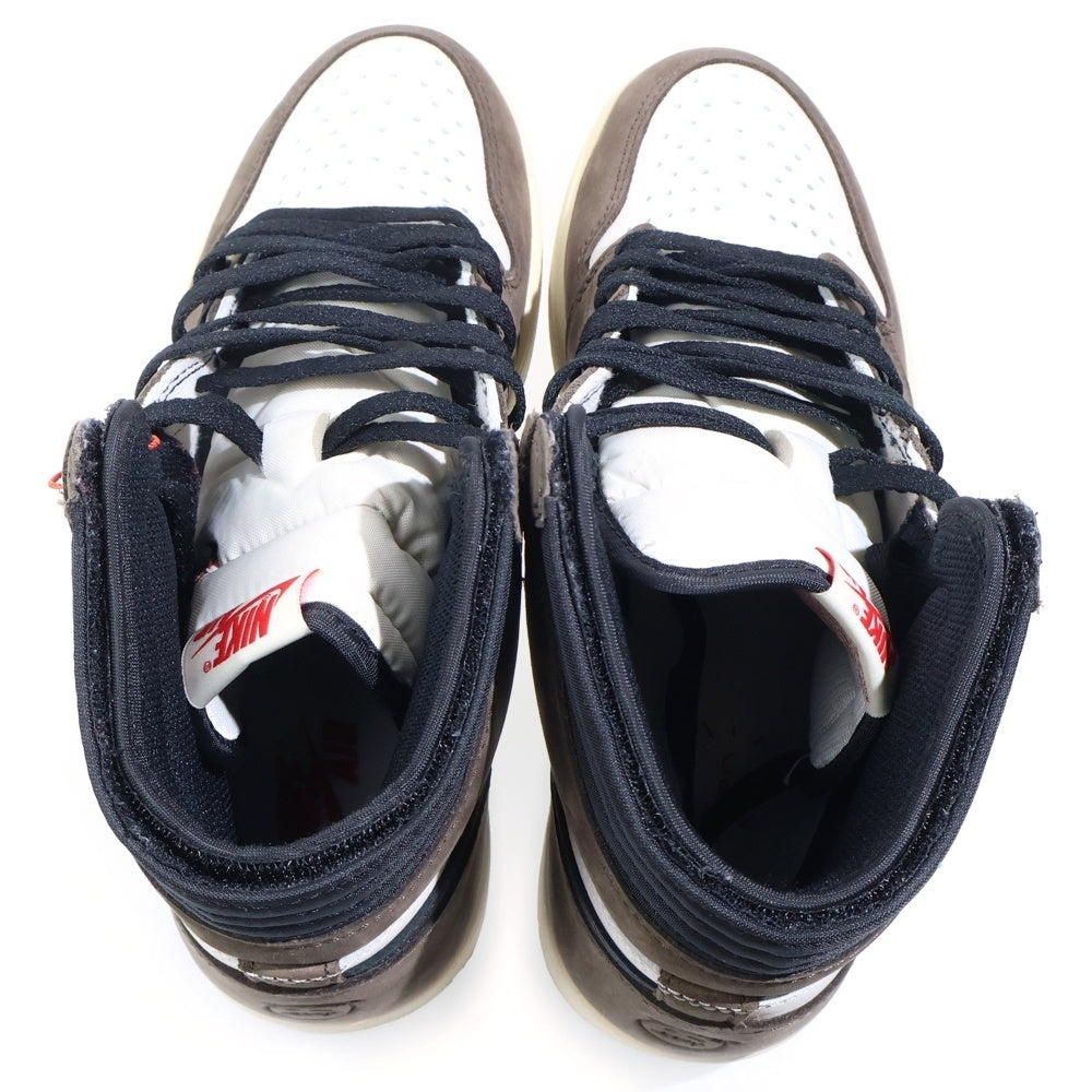 NIKE(ナイキ) ×TRAVIS SCOTT AIR JORDAN 1 RETRO HIGH OG TS SP CD4487-100 トラヴィススコット エアジョーダン1 ハイカットスニーカー ブラウン/ホワイト US9/27cm