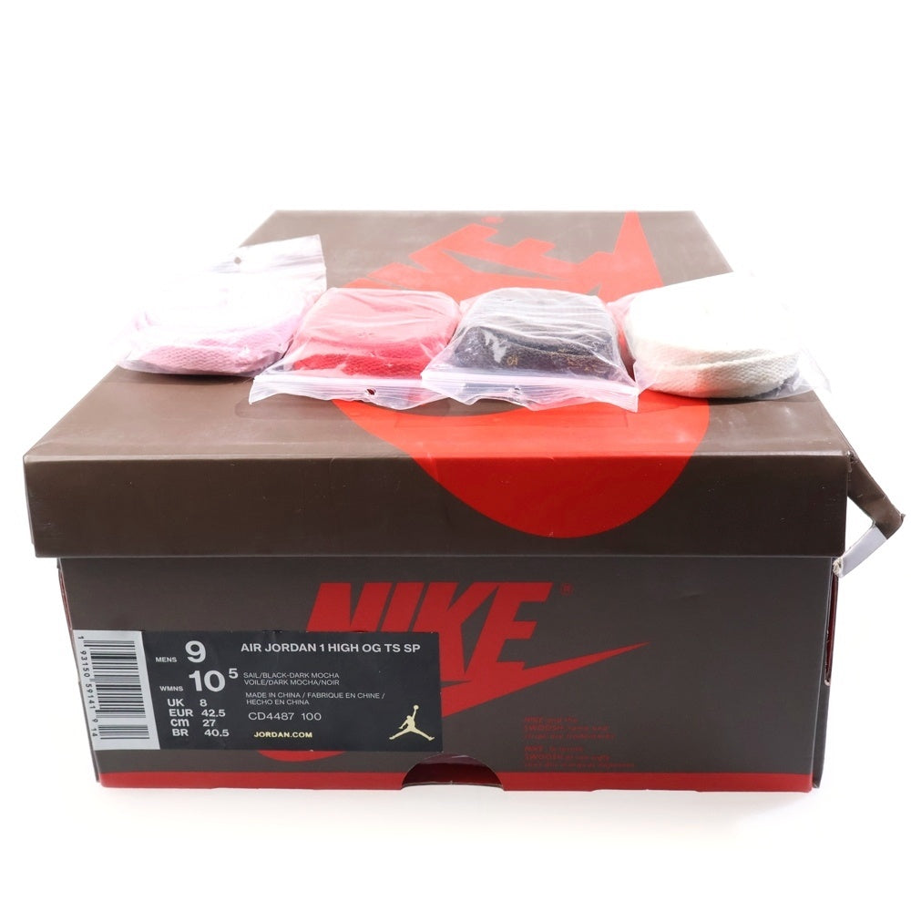 NIKE(ナイキ) ×TRAVIS SCOTT AIR JORDAN 1 RETRO HIGH OG TS SP CD4487-100 トラヴィススコット エアジョーダン1 ハイカットスニーカー ブラウン/ホワイト US9/27cm