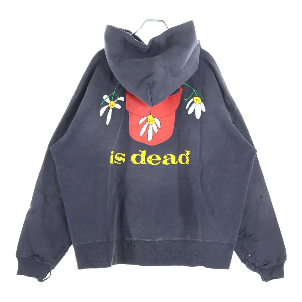 SAINT MICHAEL(セントマイケル) 25AW×DE LA SOUL DLS_HOODIE SM-HR1-0000-C19 デラソウル ダメージ加工スウェットプルオーバーパーカー グレー