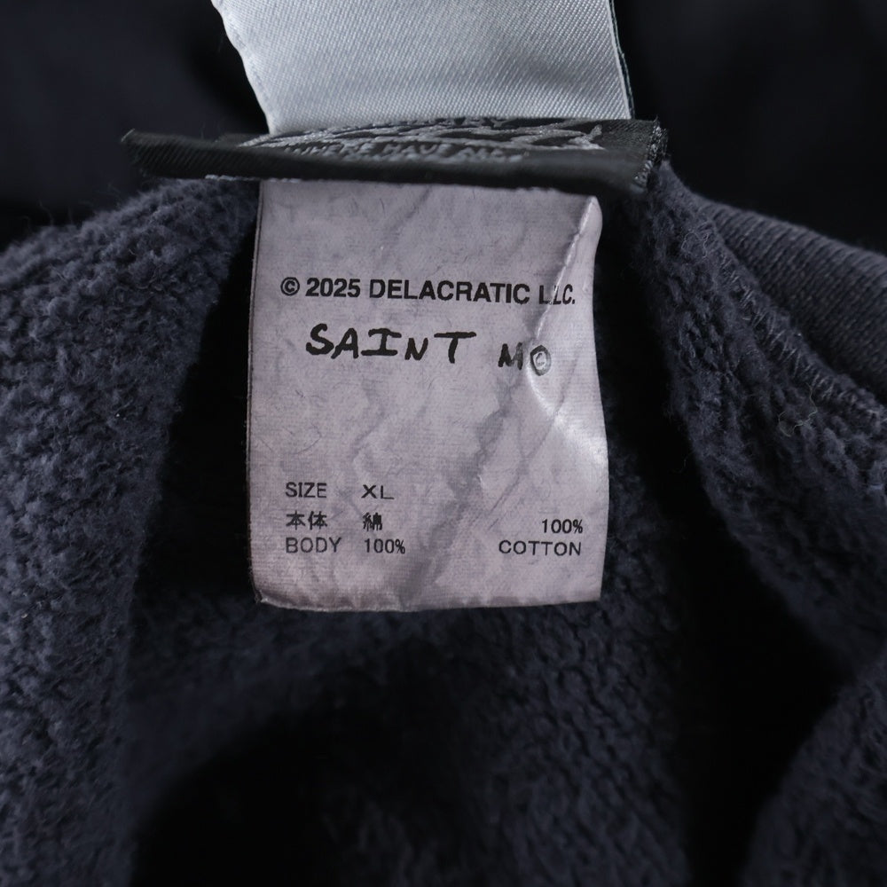 SAINT MICHAEL(セントマイケル) 25AW×DE LA SOUL DLS_HOODIE SM-HR1-0000-C19 デラソウル ダメージ加工スウェットプルオーバーパーカー グレー