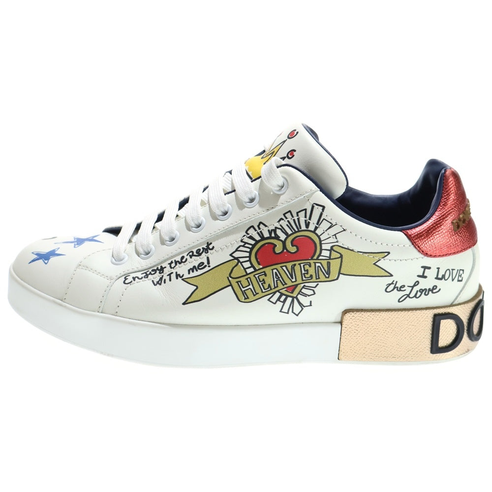 DOLCE & GABBANA(ドルチェアンドガッバーナ) グラフィックプリントレザーローカットスニーカー CS1570 ホワイト 6