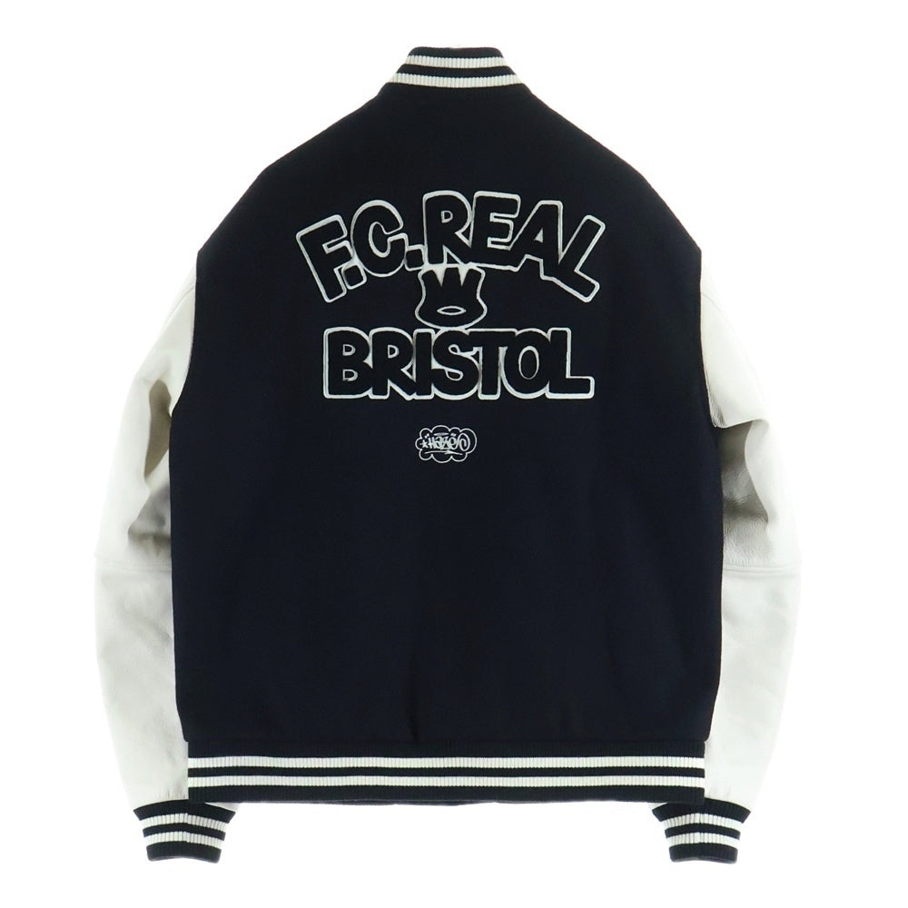 F.C.R.B./F.C.Real Bristol/FCRB(エフシーアールビー/エフシーレアルブリストル) ×ERIC HAZE VARSITY JACKET エリック ヘイズ ヴァーシティ ジャケット FCRB-252145 ブラック/ホワイト