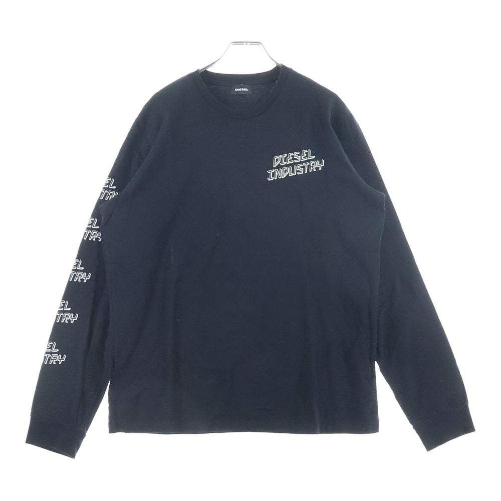 DIESEL(ディーゼル) フロントサイドロゴプリント 長袖Tシャツ コットン ブラック