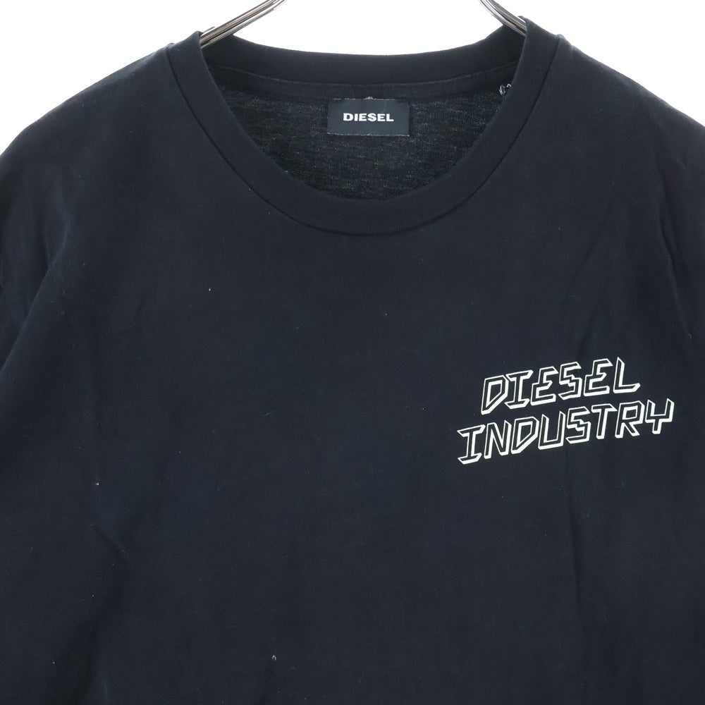 DIESEL(ディーゼル) フロントサイドロゴプリント 長袖Tシャツ コットン ブラック
