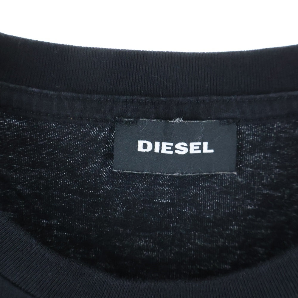 DIESEL(ディーゼル) フロントサイドロゴプリント 長袖Tシャツ コットン ブラック